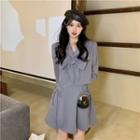 Ribbon Blazer / Spaghetti-strap Mini A-line Dress
