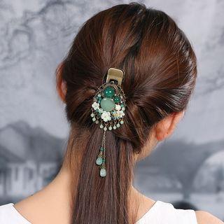 Retro Rhinestone Floral Beaded Hair Clip