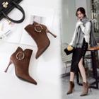 High-heel Pointy-toe Hoop Ankle Boots