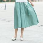 A-line Midi Skirt Light Green - One Size
