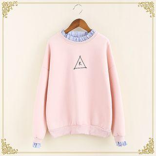 Embroidered Mock Two-piece Sweatshirt