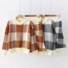 Set: Plaid Sweater + Knitted Skirt