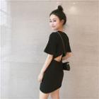 Open Back Short-sleeve Minidress