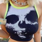 Skull Printed Round Neck Tank Top