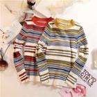 Contrast Long-sleeve Striped Top