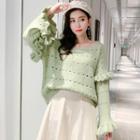 Ruffle Pointelle Sweater