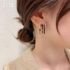 Geometric Acrylic Earring 1 Pair - Black & Almond - One Size