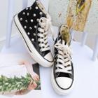 High-top Studded Canvas Sneakers
