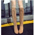 Lace-up Genuine Suede Tall Boots
