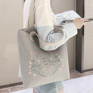 Floral Print Tote Bag Gray - One Size