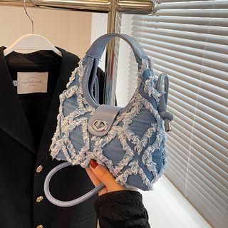 Fray Hem Denim Shoulder Bag