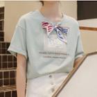 Short-sleeve Print Bow T-shirt