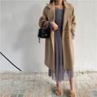 Lace Strap Dress / Woolen Long Coat