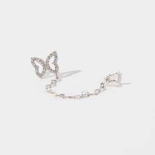 Rhinestone Butterfly Chain Stud Earring