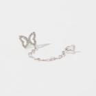 Rhinestone Butterfly Chain Stud Earring
