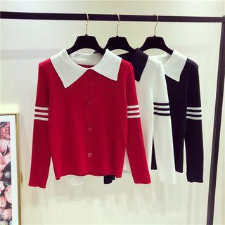 Contrast Color Long-sleeve Knit Top