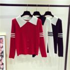 Contrast Color Long-sleeve Knit Top
