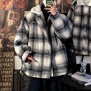 Fleece Plaid Padded Jacket
