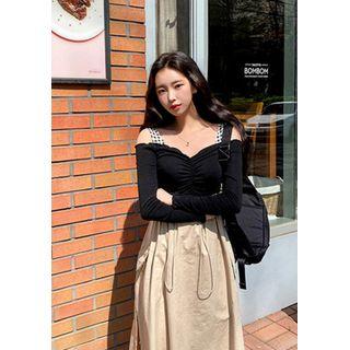 Off-shoulder Ruched Crop Top