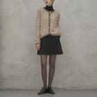 Zip-fly Woolen A-line Miniskirt