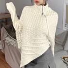 Turtleneck Asymmetrical Zip Sweater