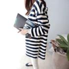 Drop-shoulder Striped Long T-shirt