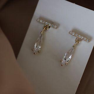 925 Sterling Silver Cz Drop Earring Light Gold - One Size