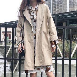 Plain Trench Coat Khaki - One Size