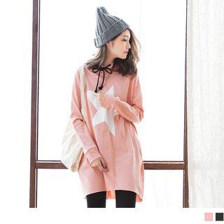 Star Print Drawstring Hooded Dress