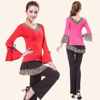 Dance Set: Long Sleeve V-neck Top + Pants