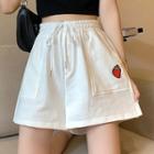 Strawberry Embroidered Wide-leg Shorts