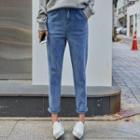 Band-waist Pintuck-front Harem Jeans