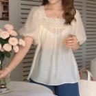 Puff Sleeve Square-neck Blouse