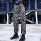 Drawstring Hem Paisley Patterned Straight-cut Pants