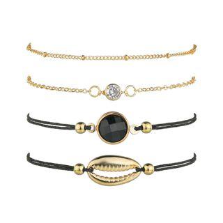 Set Of 4: Rhinestone Alloy Shell Bracelet (assorted Designs) Set Of 4 - As Shown In Figure - One Size