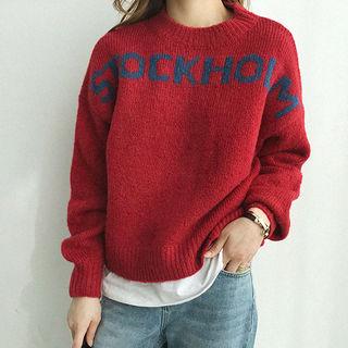 Crew-neck Lettering Oversized Sweater