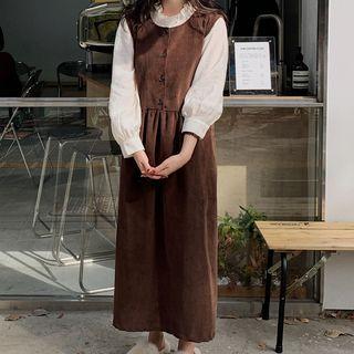 Corduroy Sleeveless Midi A-line Dress
