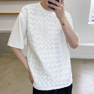 Short-sleeve Woven Plain T-shirt