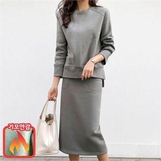 Set: Raglan-sleeve Top + Midi Skirt