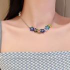 Floral Necklace 1 Pc - Floral - Blue & Green & Yellow - One Size