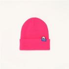 [r:lol] Letter-tag Beanie With Embroidered Brooch Pink - One Size