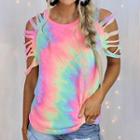 Short-sleeve Cut-out Tie Dye T-shirt