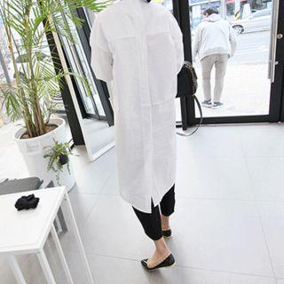 Round-neck Slit-back Long Top