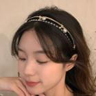 Chain Detail Faux Pearl Headband Black - One Size