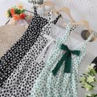 Square-neck Floral Bow Open-back Spaghetti-strap Dress