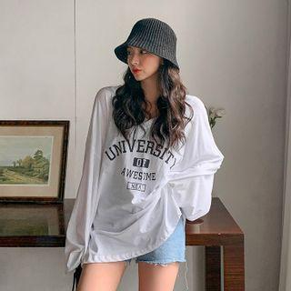 V-neck Letter Oversized T-shirt