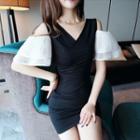 Cold Shoulder Short-sleeve Sheath Mini Dress