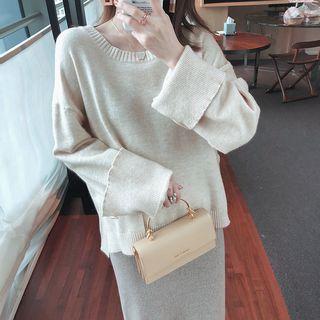 Long Sleeve Batwing Sleeve Sweater Almond - S