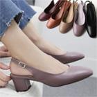 Oval-toe Block-heel Slingbacks