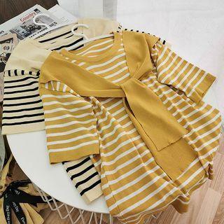 Striped Mock Two Piece Knit Top